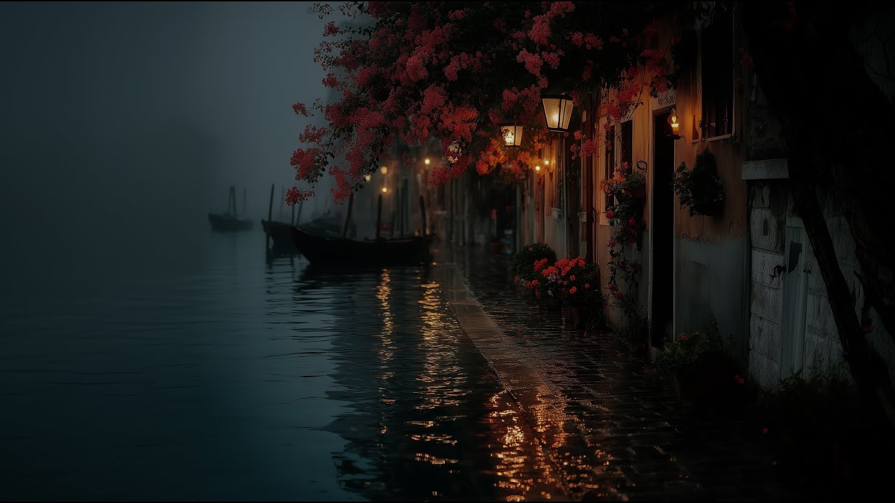 Rainy Night in Venice: Luxury Canal View with Shooting Stars 🌧️✨ (Relaxing Rain Sounds for Sleep)