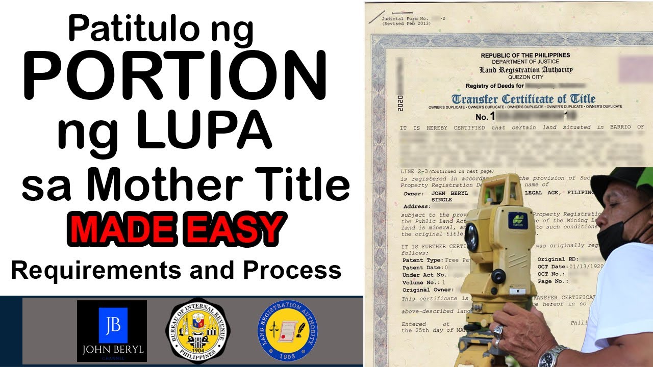 Updated! Step-by-step guide kung PORTION lang ng LUPA ang NABILI galing sa MOTHER TITLE -JohnBeryl#6