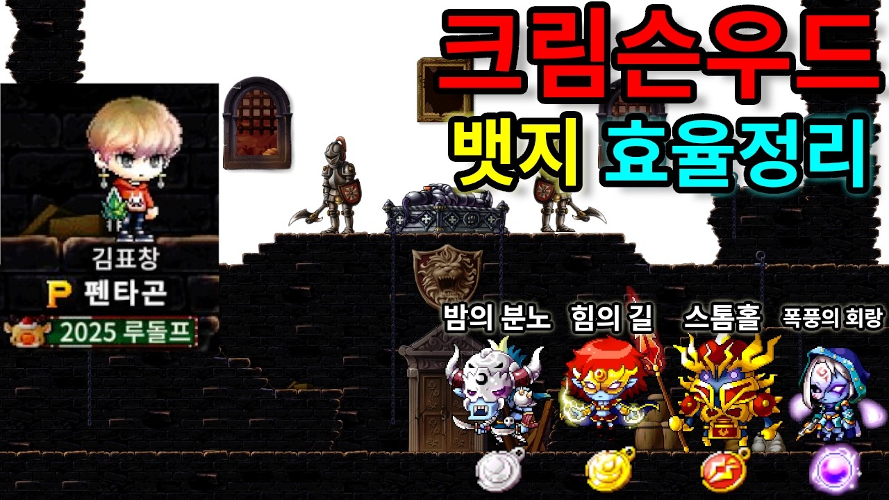 크림슨우드 사냥터별 뱃지 효율 정리