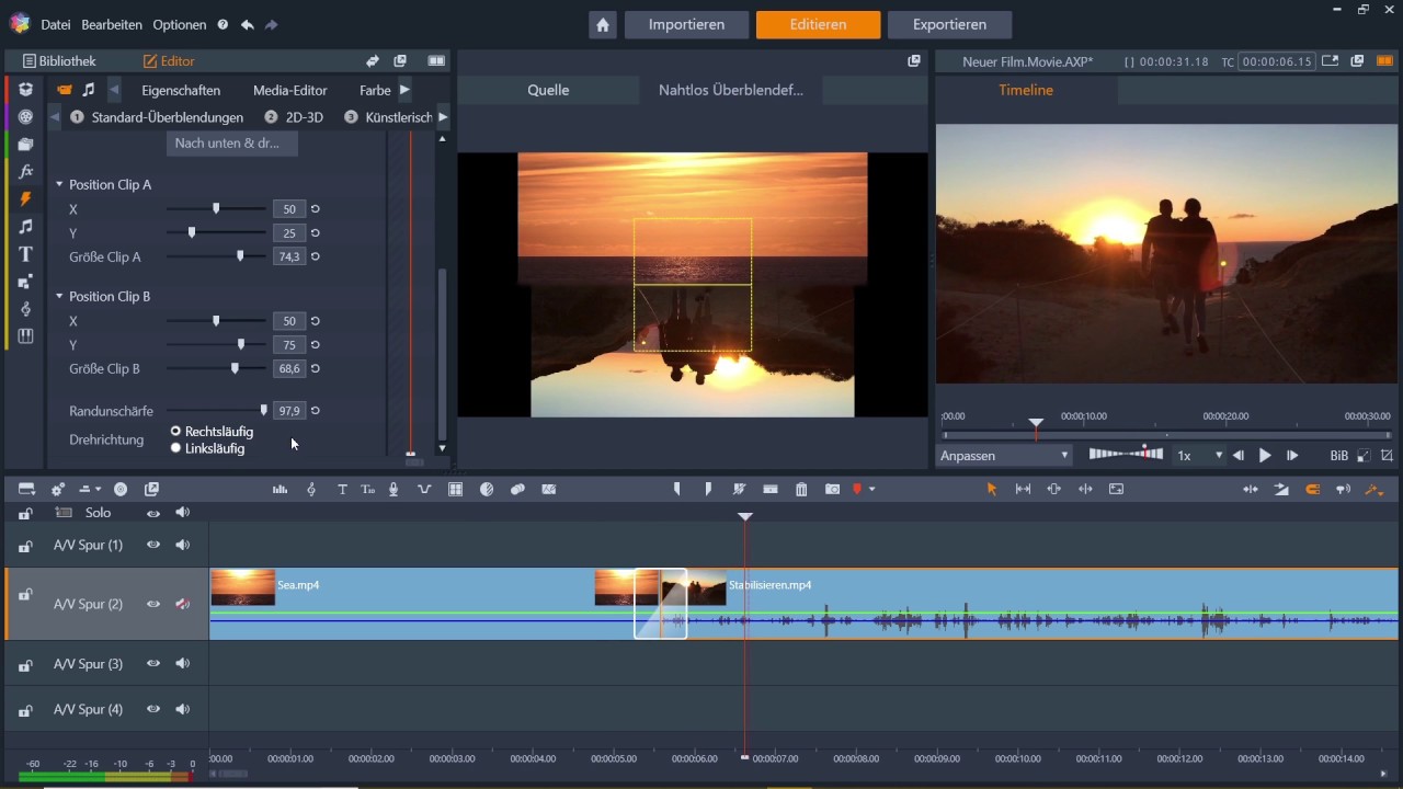 Pinnacle Studio 22 - Nahtlose Übergänge zwischen Videos