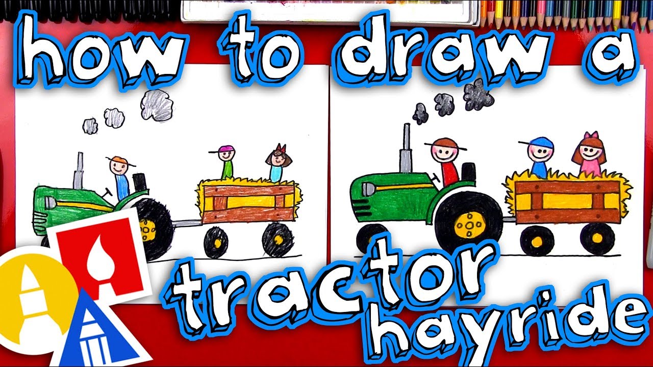 How To Draw A Tractor Hayride 🚜 🍁