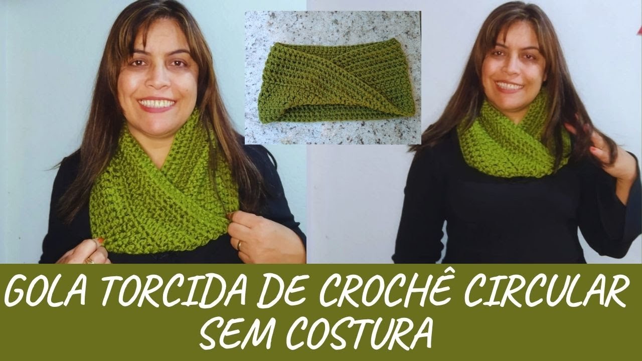 GOLA TORCIDA DE CROCHÊ PASSO A PASSO NÍVEL FÁCIL PARA  INICIANTES