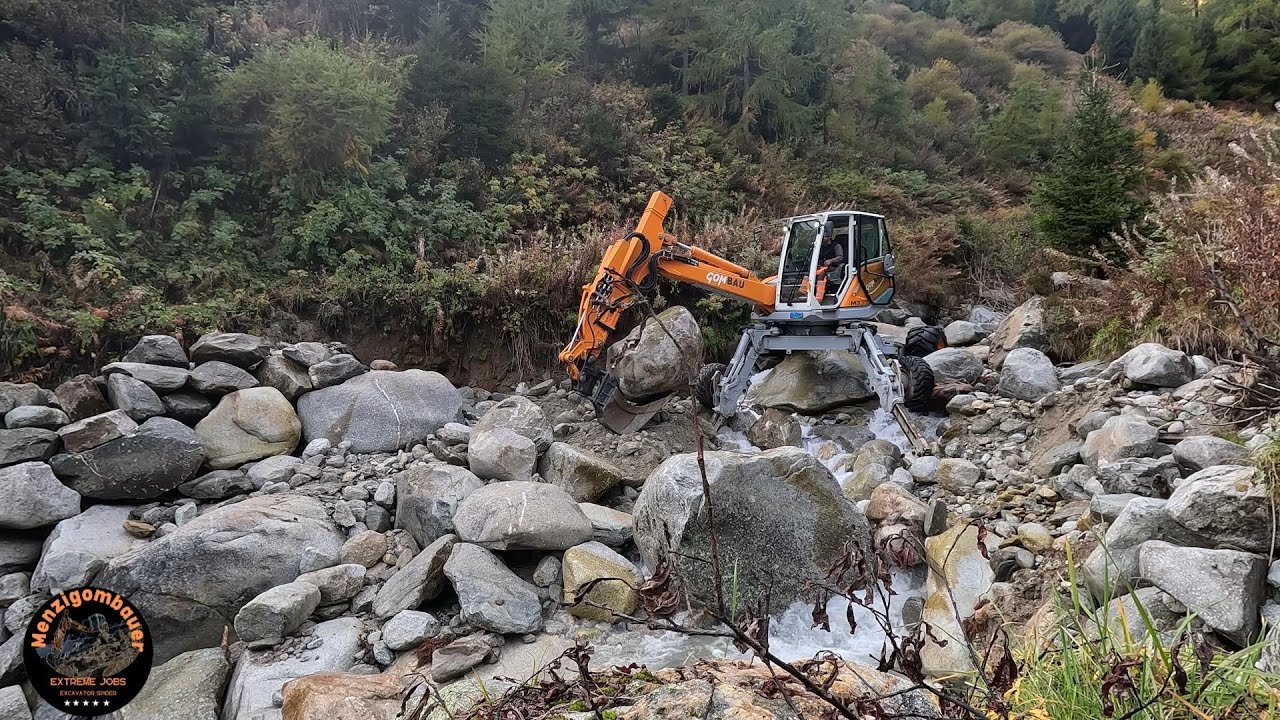 Ragno escavatore Menzi Muck  Rollierung scogliera