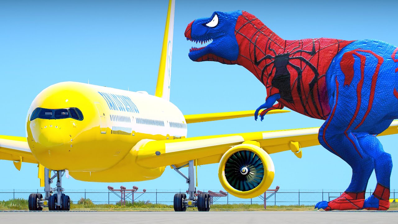 Samolot Zderza Się Z Dinozaurem Spider-Mana I Wykonuje Awaryjne Lądowanie W GTA 5