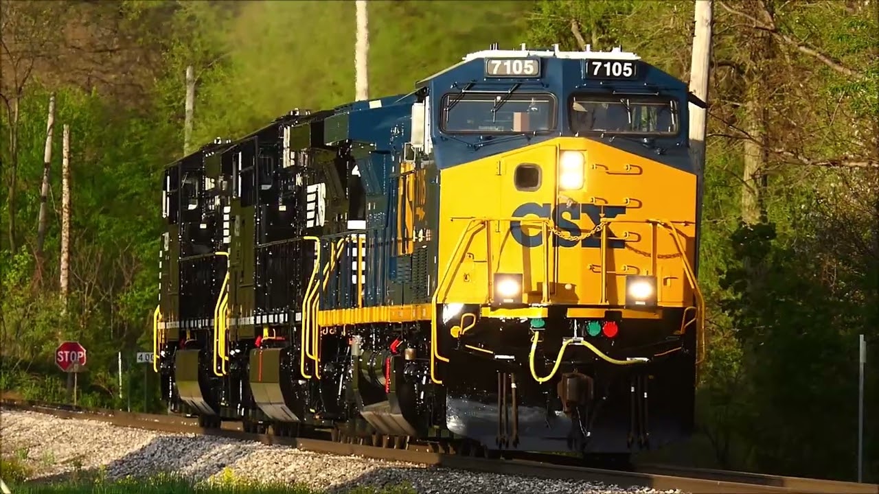 New and shiny: CSX CM44AH tests with new NS AC44C6MsThen MBTA 1030 comes out again at Wabtec Erie!