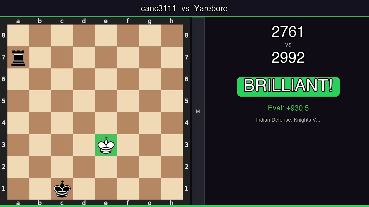 canc3111 (2761) vs Yarebore (2992) | Indian Defense: Knights Variation | Lichess Top Game