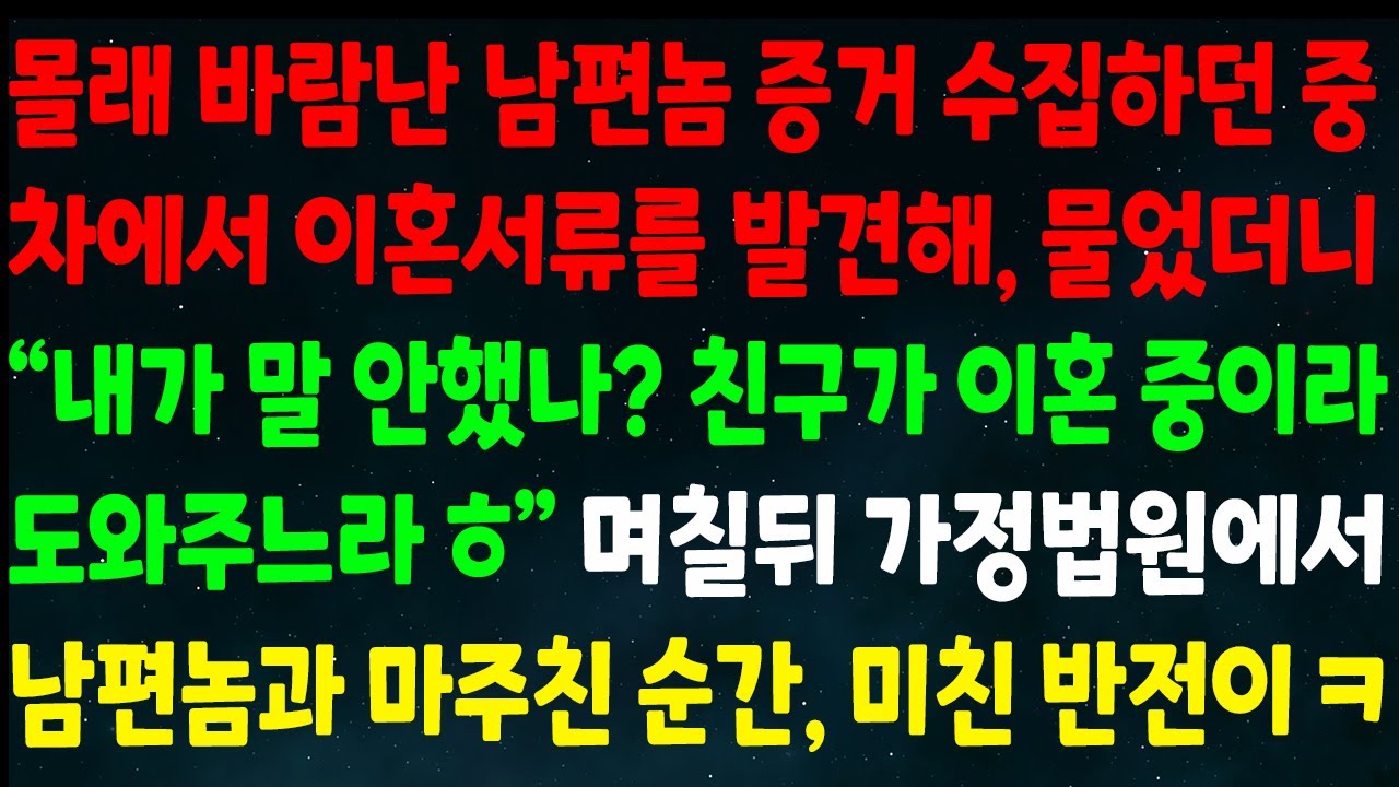 (반전신청사연)몰래 바람난 남편 증거 수집하던 중 차에서 이혼서류 발견해 물으니 