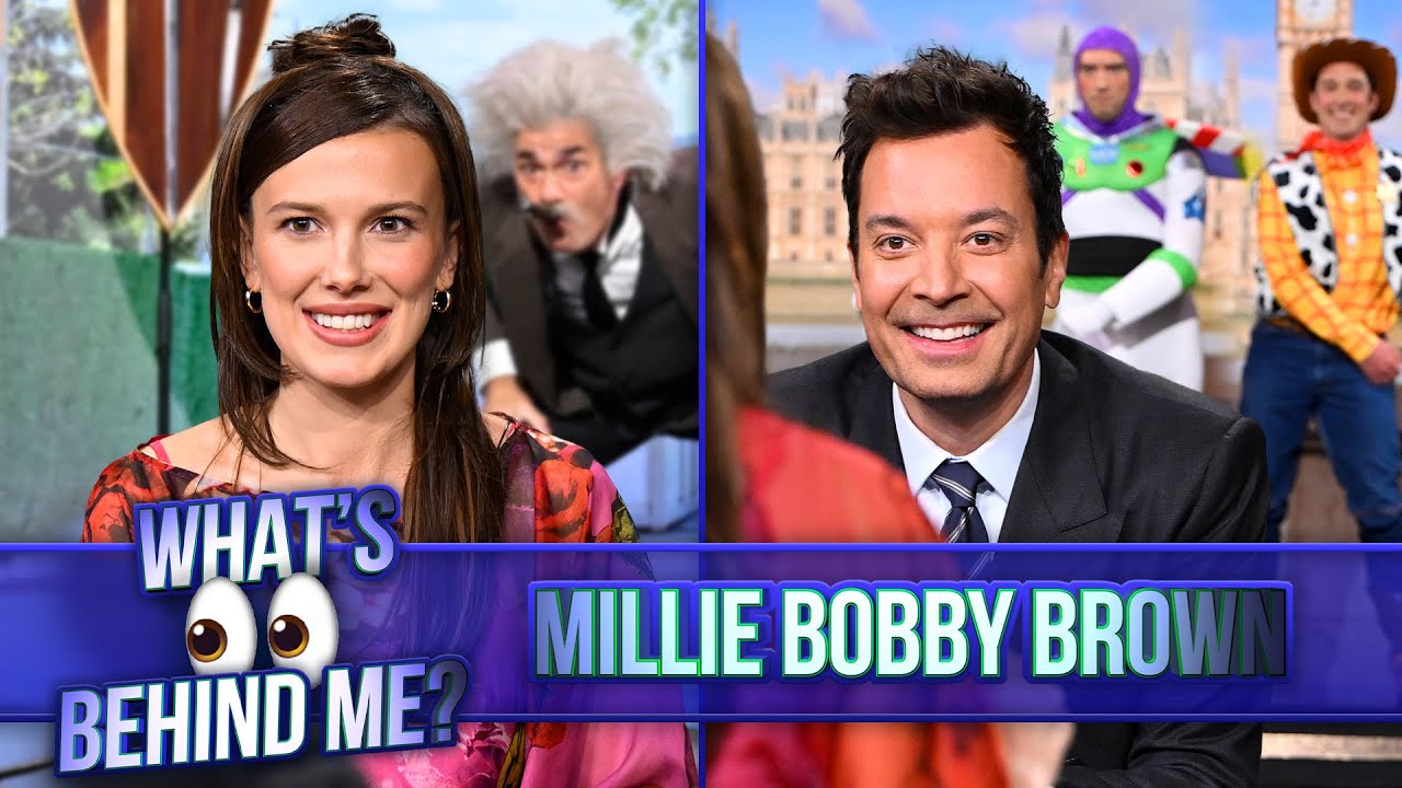 What's Behind Me? with Millie Bobby Brown | The Tonight Show Starring Jimmy Fallon