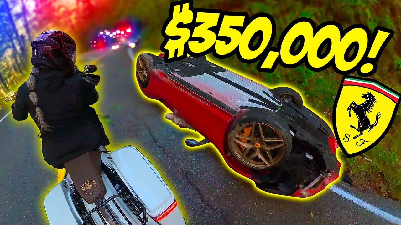 Ferrari CRASHES on Tail of the Dragon! Motorcycle Girl solo travel vacation adventure!