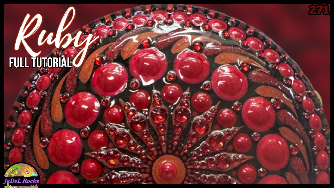 July Birthstone Ruby Dot Art Mandala Rock Painting Tutorial