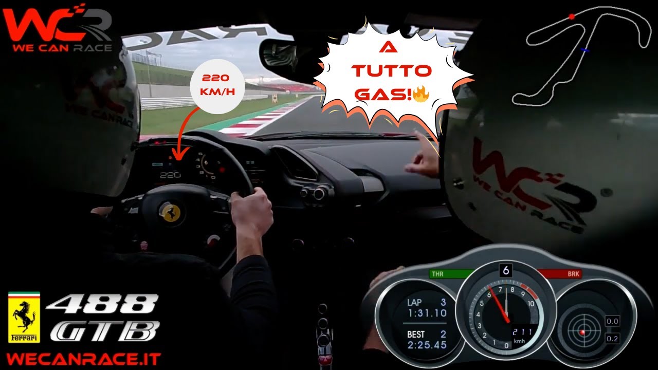 CHE SOUND🔥 Marco raggiunge 220KM/H nella Ferrari 488 GTB al Misano World Circuit Marco Simoncelli 🏎️