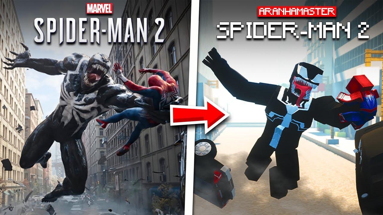 Recriei Fotos do Jogo do Homem Aranha no Minecraft