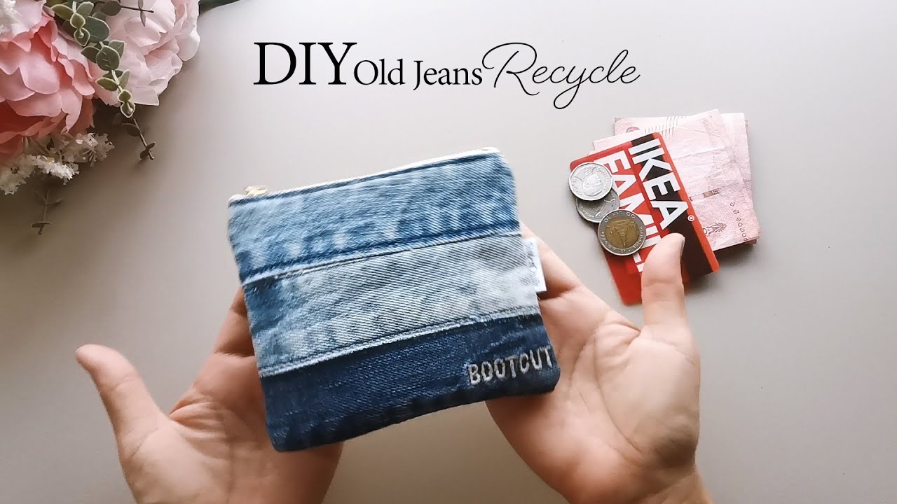 How to sew old jeans coin purse tutorial from old jeans waist bands , diy coin purse tutorial. (260)