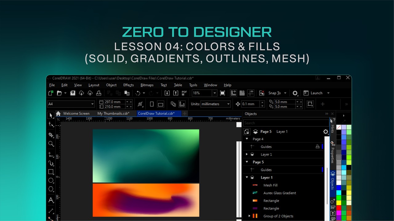 LESSON 04: COLORS & FILLS (SOLID, GRADIENTS, OUTLINES, MESH)