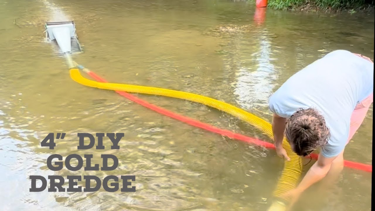 Homemade  4” gold dredge setup and run