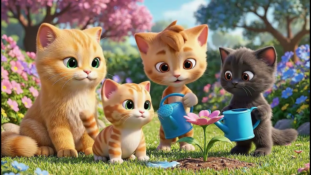 Kittens Help Mama Cat Clean the House and Learn Responsibility