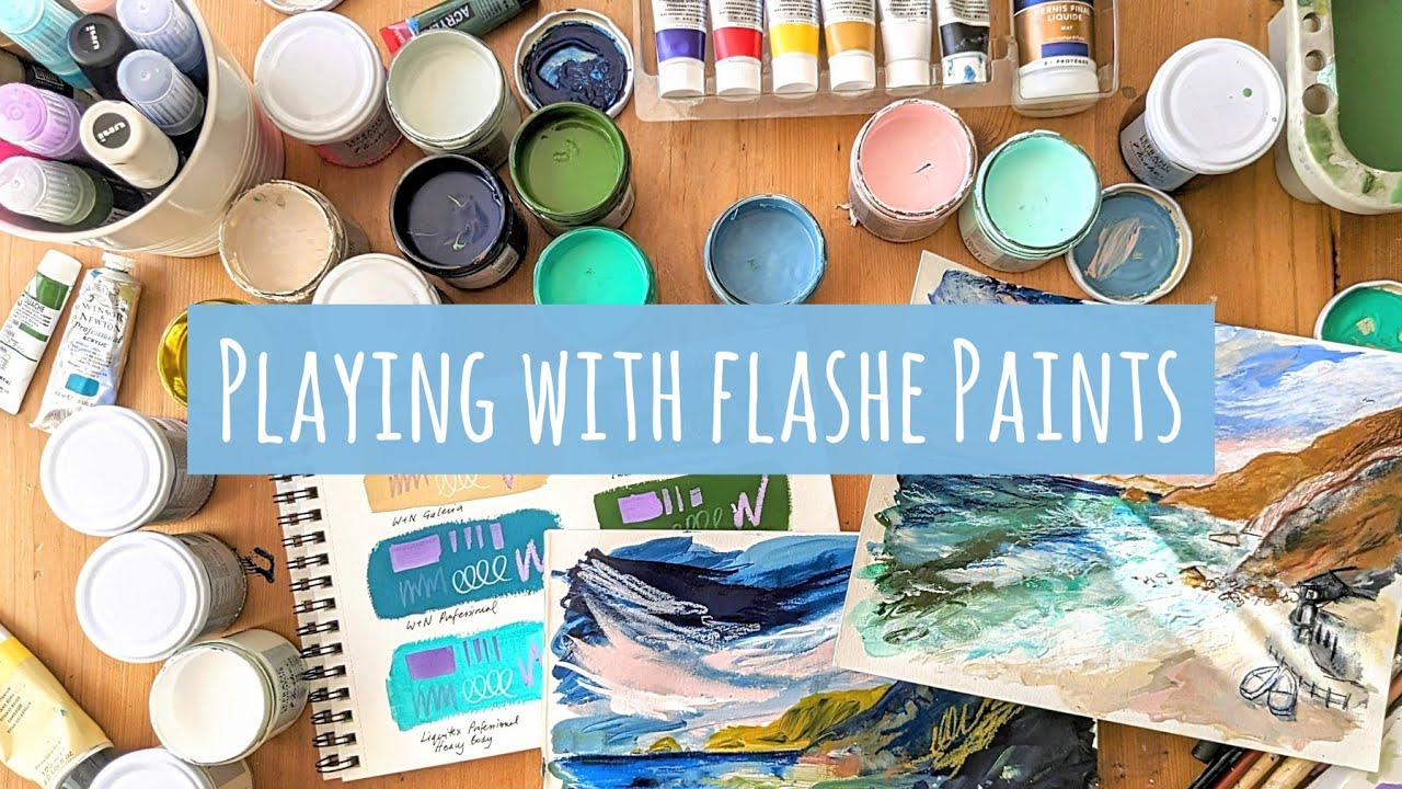 Playing with FLASHE Paints from Lefranc & Bourgeois: Swatch, Acrylic Comparison, Review & Paintings