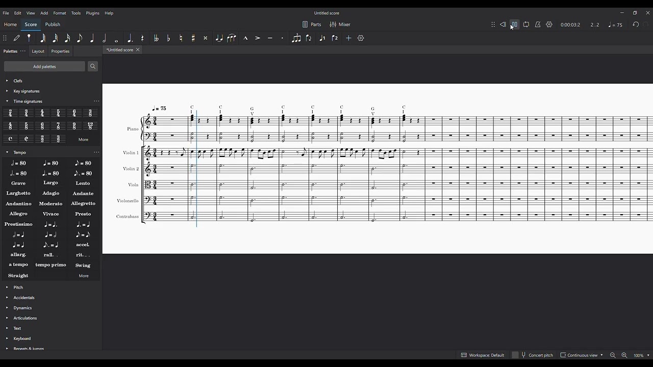 Tugas Harmoni 1 | String Kwintet Tonalitas C Major