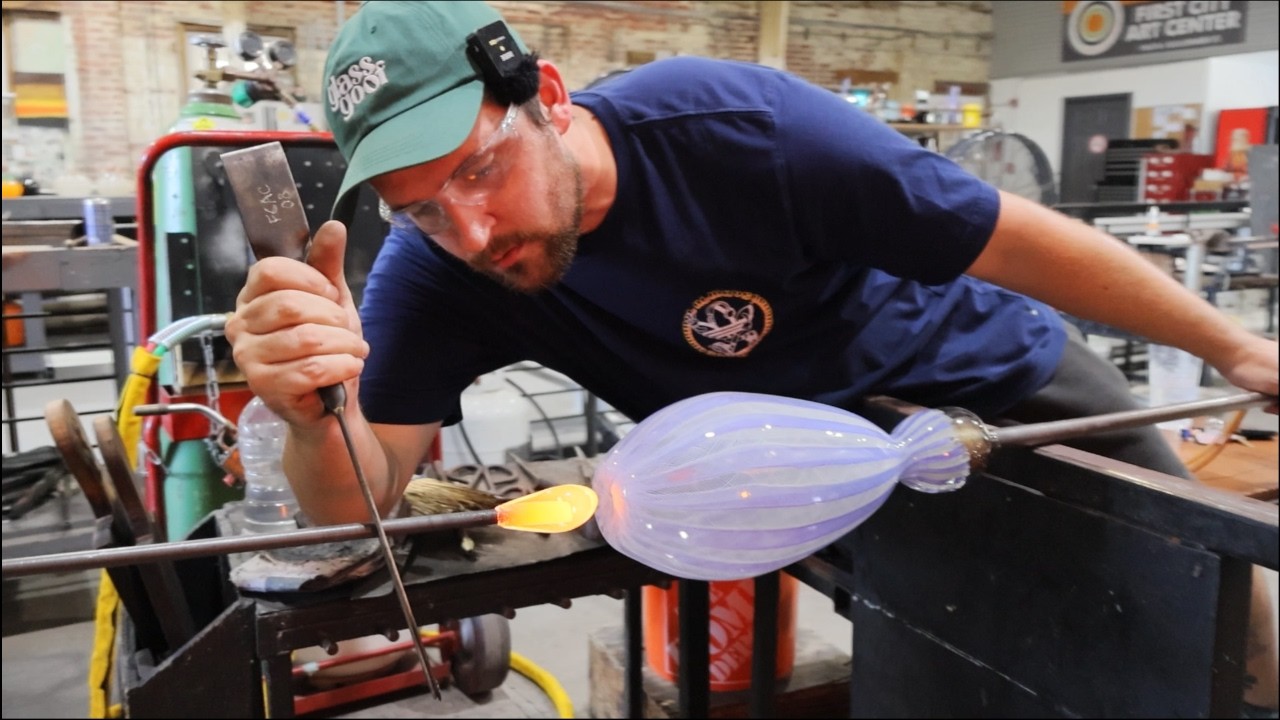 From Molten Glass To A One Of A Kind Vase - Narrated Glassblowing Demonstration