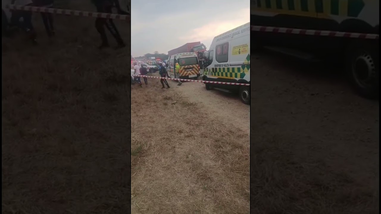 Scene of taxi and two trucks collision on R81 near Sekgopo