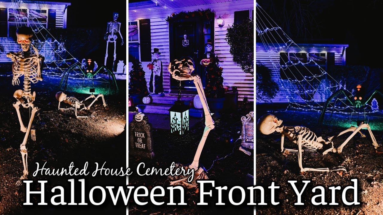 HALLOWEEN FRONT YARD 2024 | OUTDOOR HALLOWEEN DECORATIONS IDEAS | HAUNTED HOUSE & CEMETERY DECOR