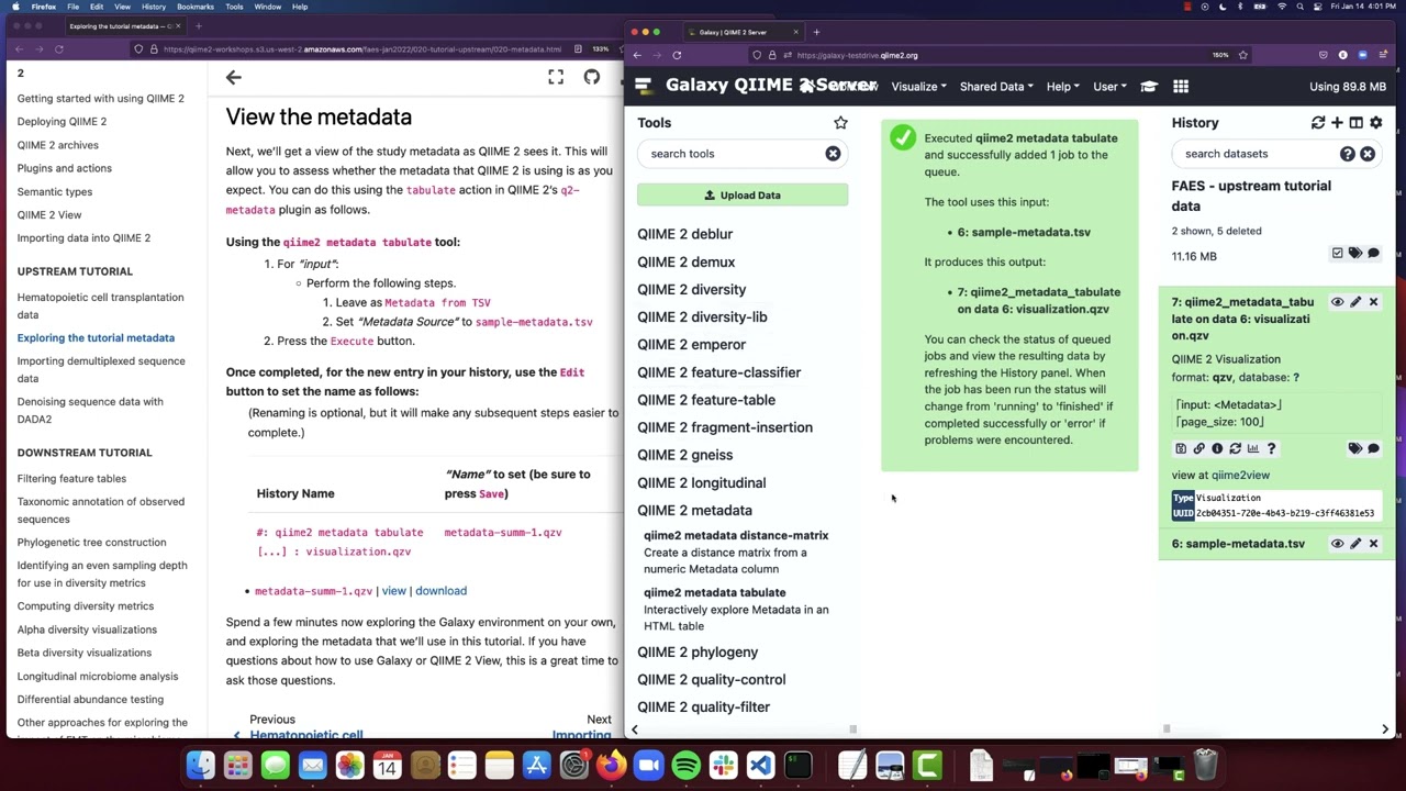 Exploring the tutorial metadata