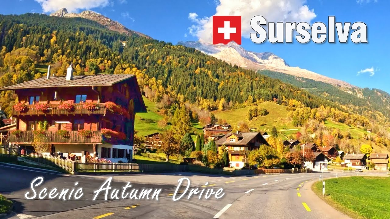 Surselva 🍂 Autumn in Switzerland 🇨🇭 Scenic Drive in Swiss Mountains &bull; Disentis to Chur [4K]