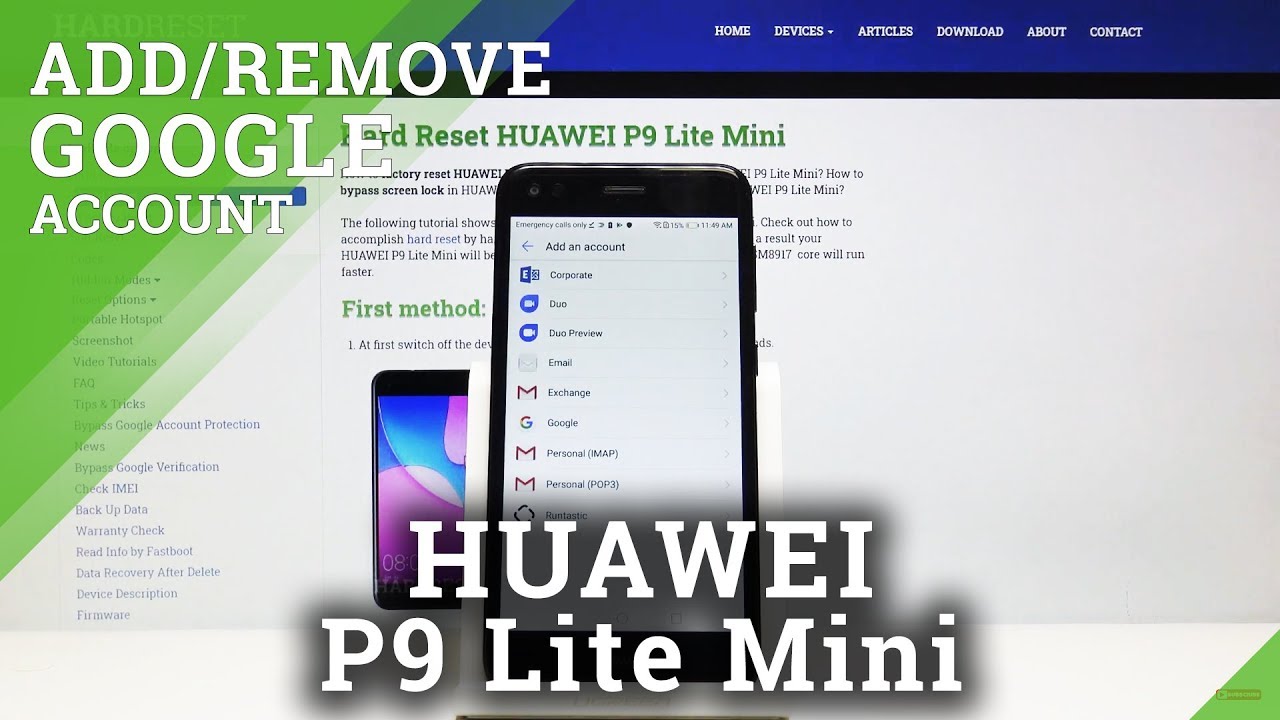 How to Add & Remove Google Account in HUAWEI P9 Lite Mini – Google User Settings