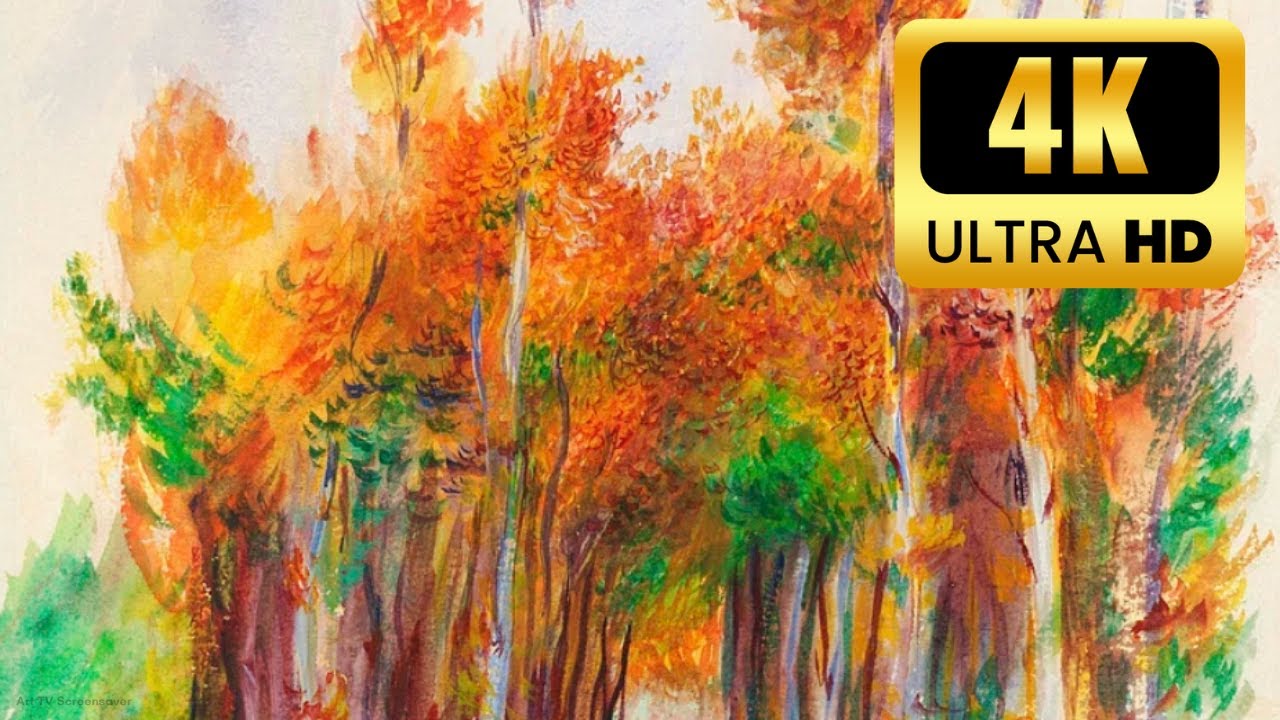 4K TV Art Screensaver | Autumn Vintage Trees & Pigeons Fine Art | 2 Hours