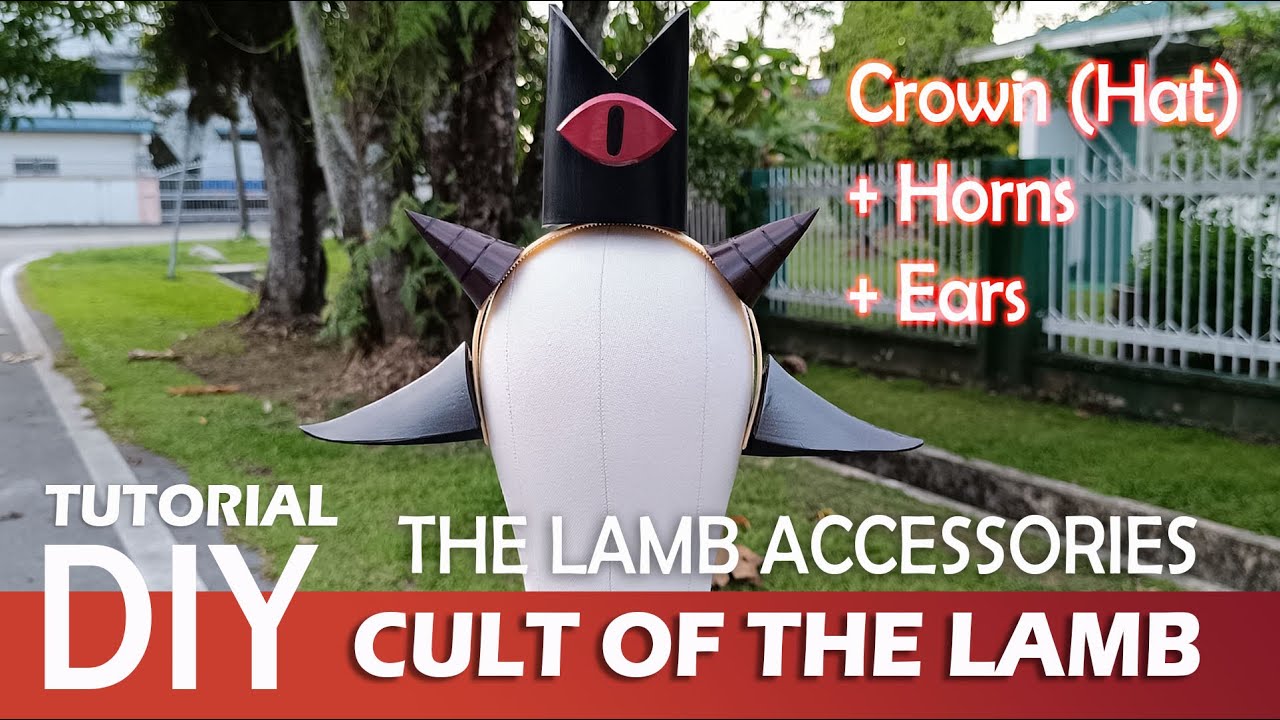 Cult of the Lamb Cosplay Accessories Crown Hat Horns Ears Tutorial for EVA foam template