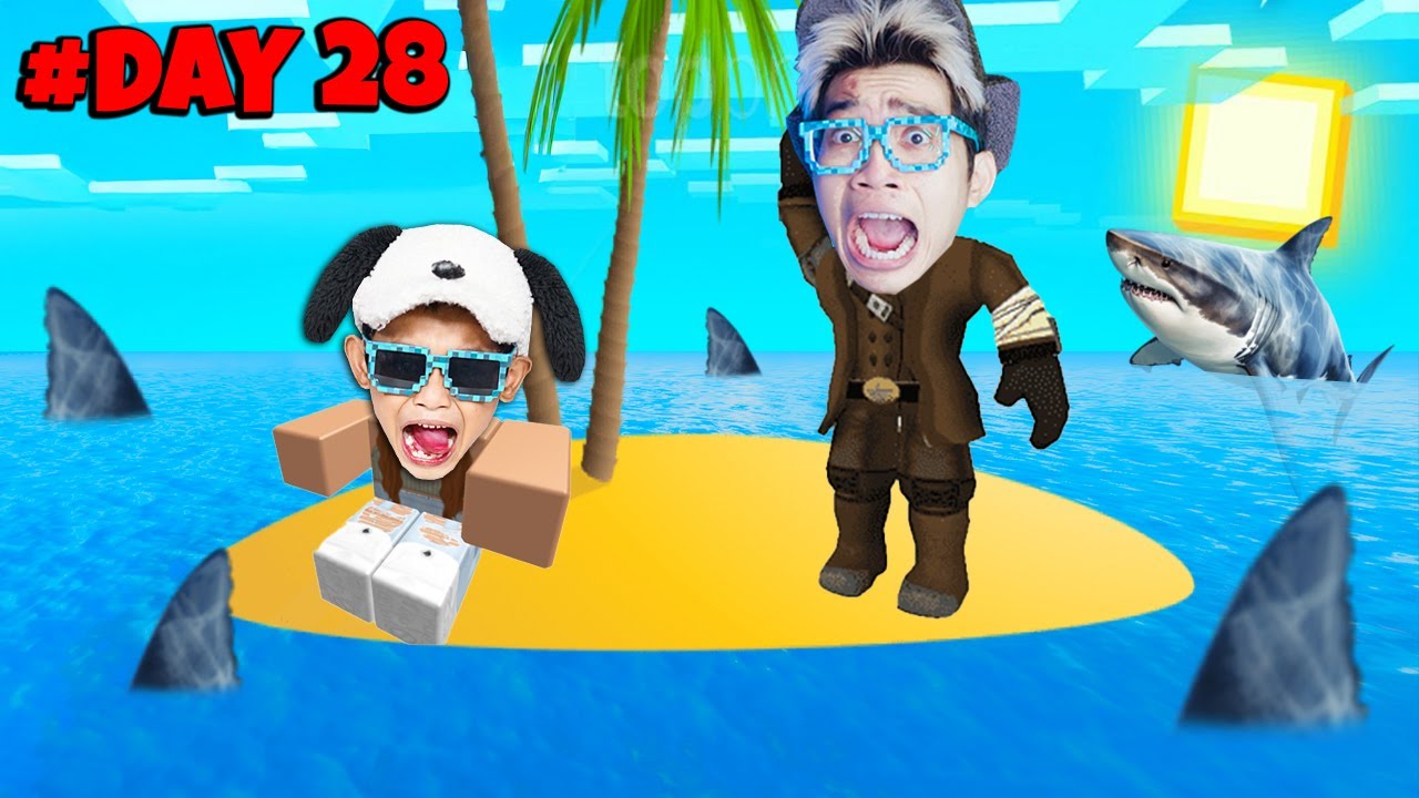 KITA BERTAHAN HIDUP DI PULAU KECIL PENUH HIU MEGALODON!! TERJEBAK 28 HARI DI ROBLOX!!!
