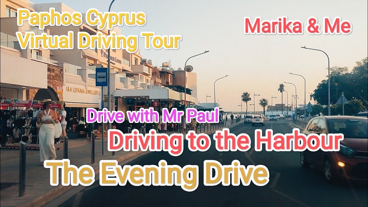 Hotels Road to Kato Paphos Harbour at Night