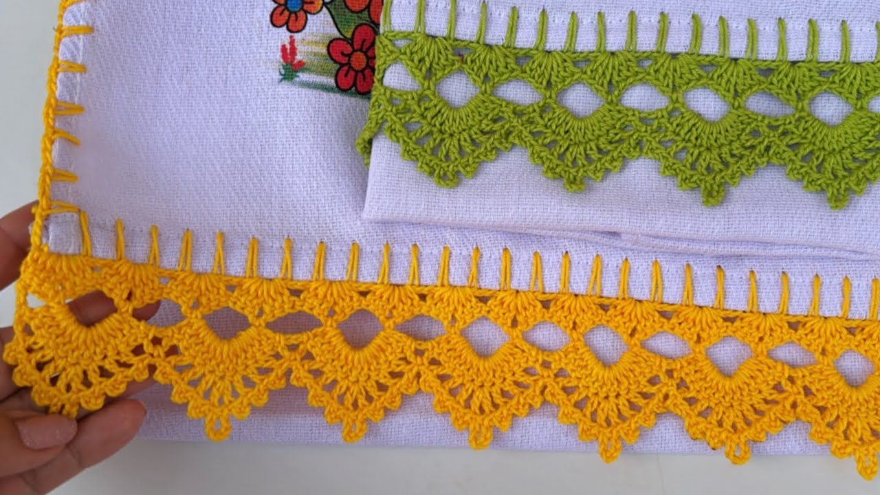 #24Barrado  fácil para panos de prato#crochet #barradinho  