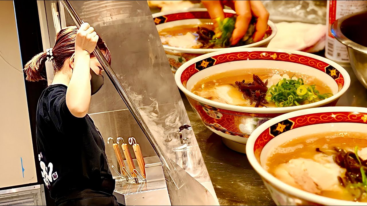 店は満席！姉妹の渾身豚骨ラーメン「まる豚」の朝の仕込みに密着！Japanese tonkotsu ramen