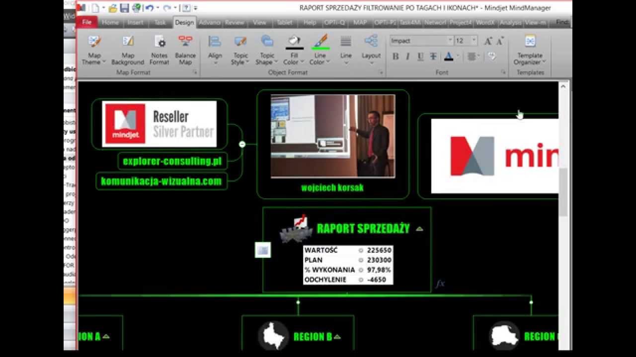 Mindjet MindManager Analiza Sprzedaży   filtrowanie mapy