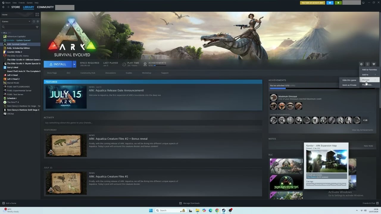 ARK how to remove DLCs on steam