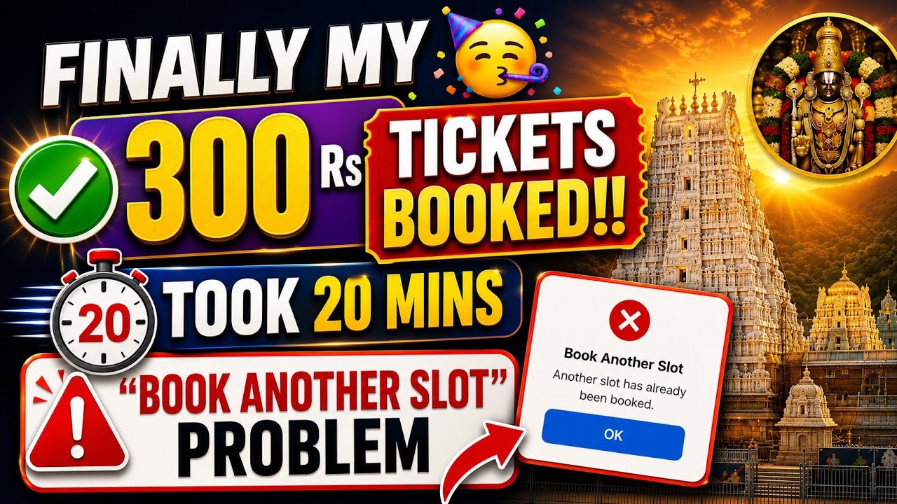 ₹300 Tirupati Ticket Success! 🎉 How I Booked in 20 Minutes Despite 'Book Another Slot' Error