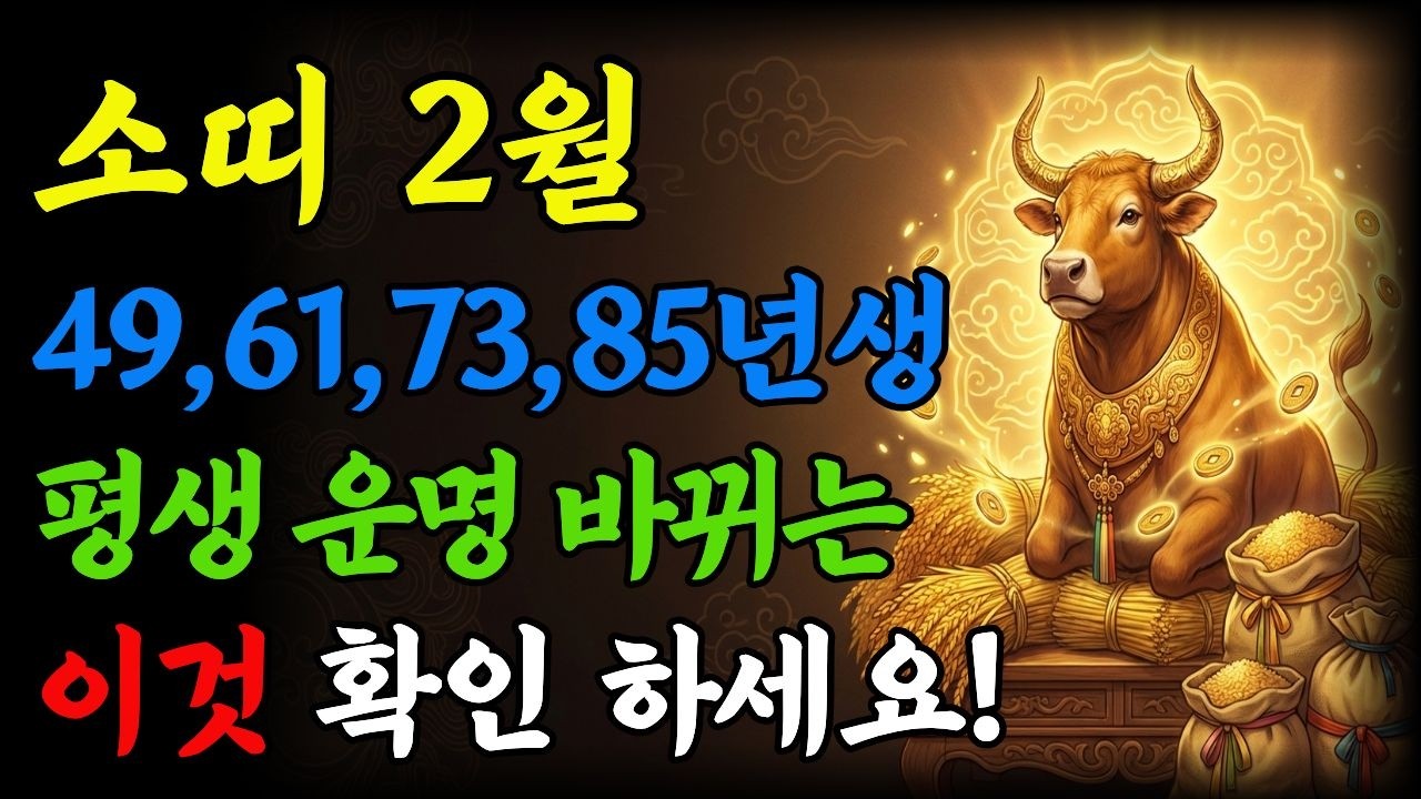 2026년 소띠 | 음력 이때 놓치면 평생 후회합니다 | 85·73·61·49년생 필수시청