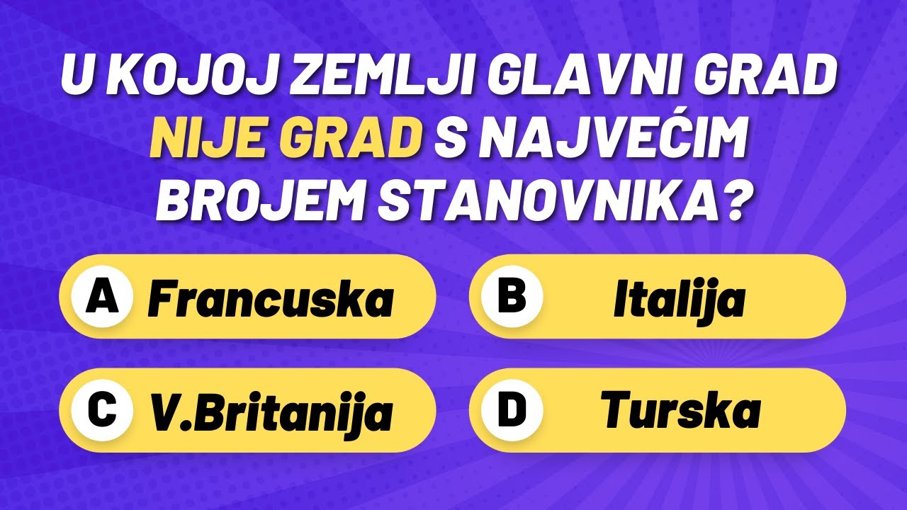 TEST OPŠTEG ZNANJA - Znaš li odgovore na ovih 10 pitanja?