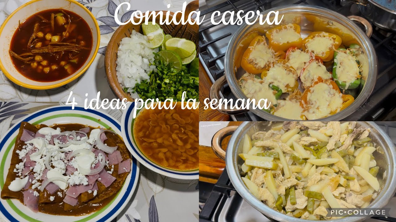 Menús para 4 días de la semana/comida casera económica .