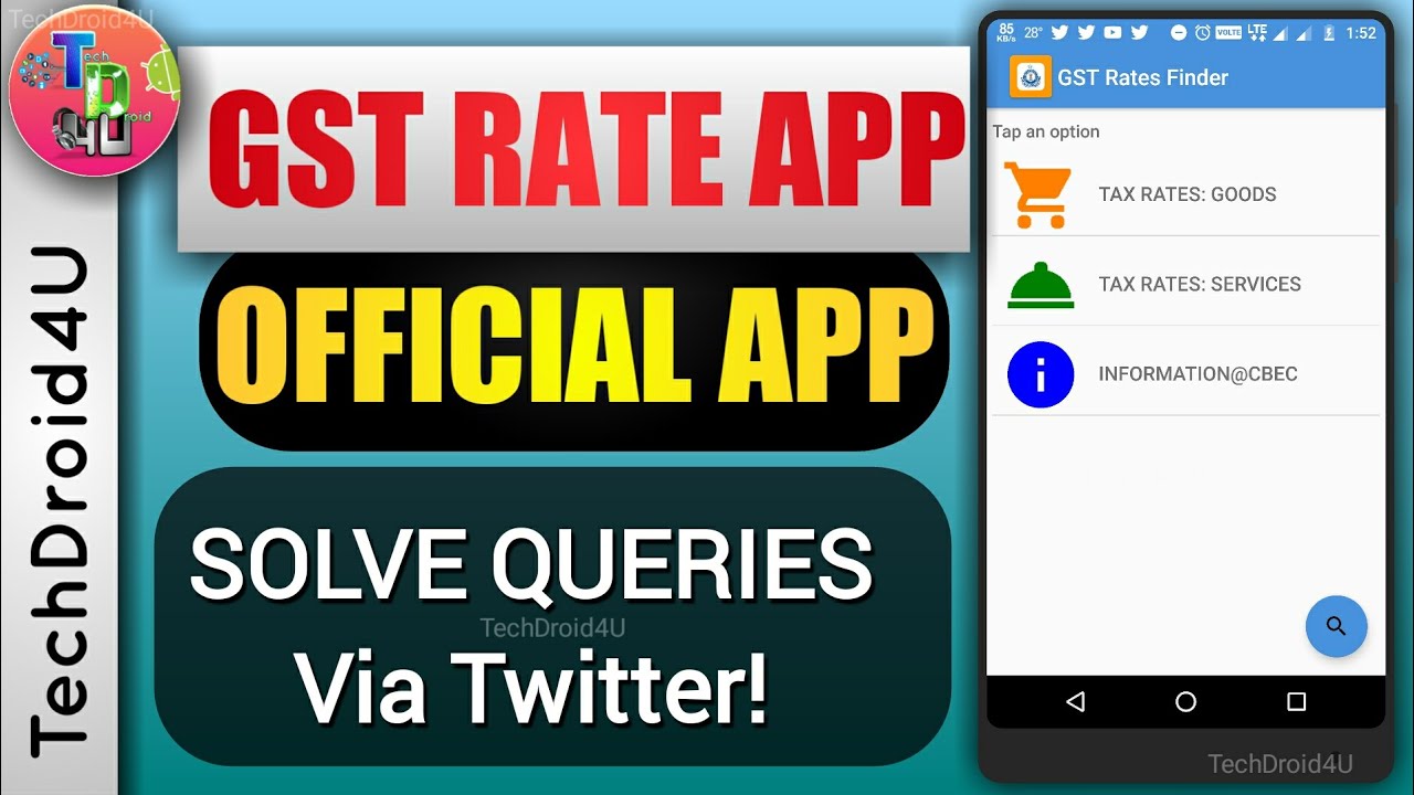 GST Rate finder app official app from Government of India | GST@_GOI | Gst rate app | TechDroid4U