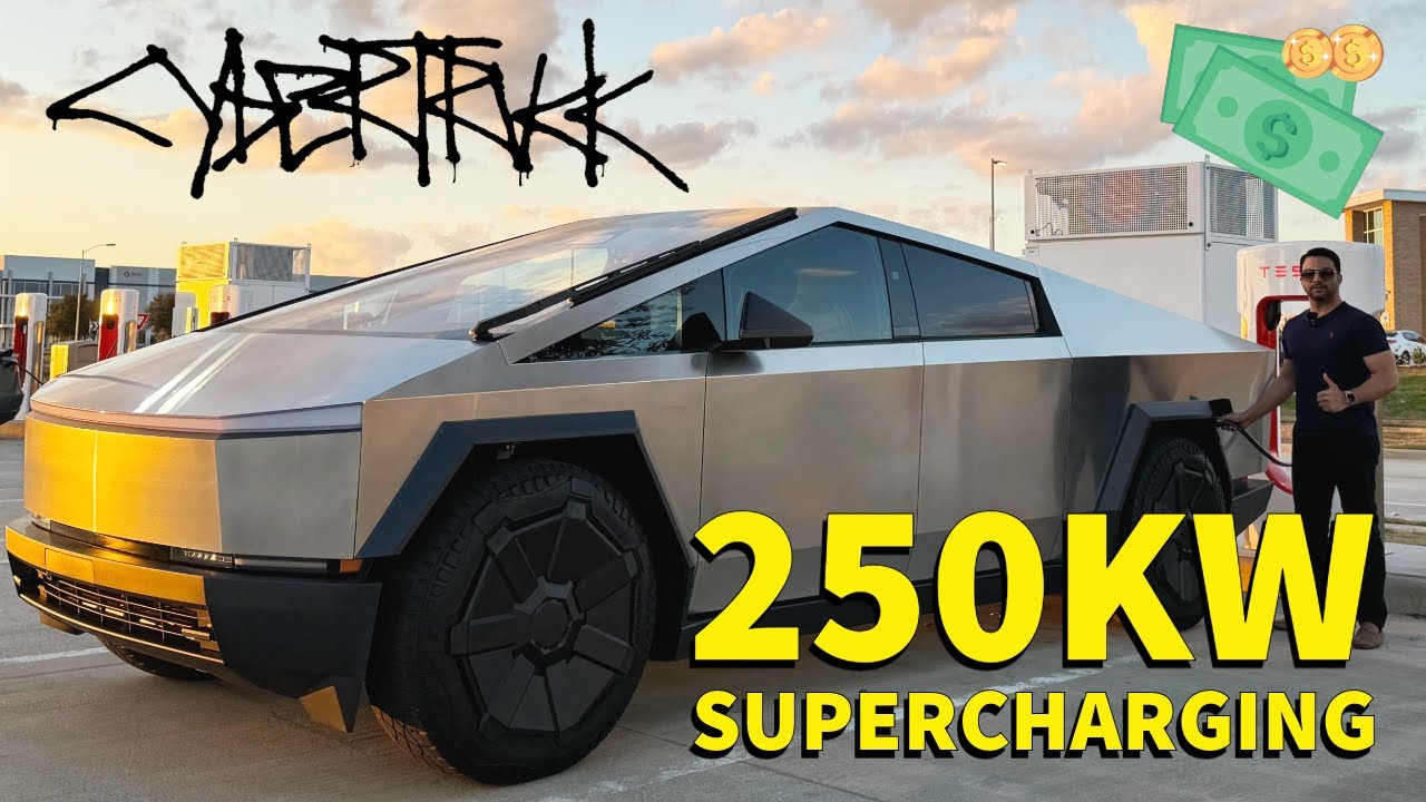 Cybertruck charging at 250KW Supercharger - How much does it cost to charge