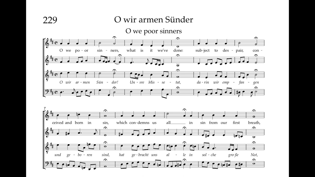 Bach Hymnbook 229:  O wir armen Sünder