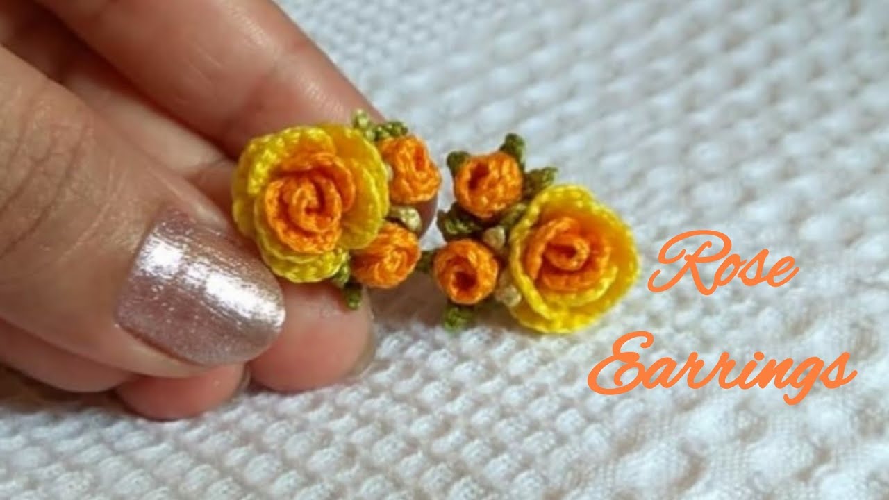 ROSE EARRINGS | 3-D EARRINGS | TINY ROSE EARRINGS | CROCHET