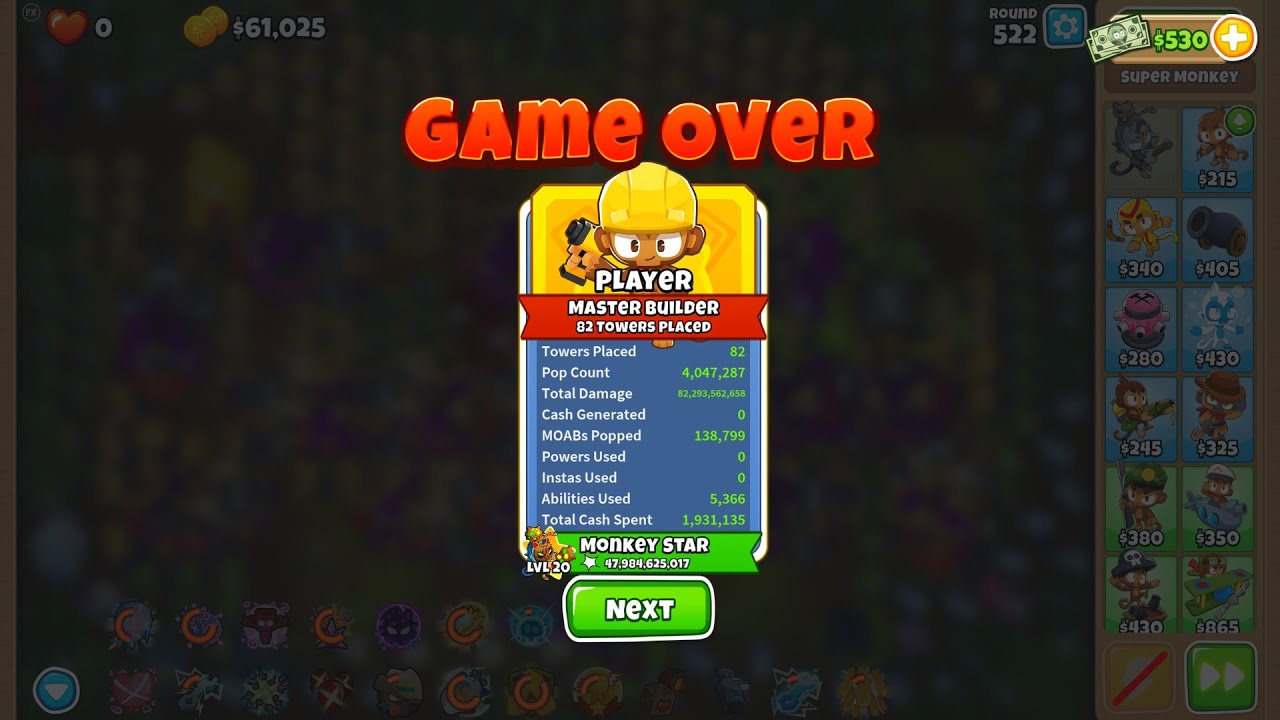 Finding the Limit of CHIMPS freeplay... Round 521 World Record