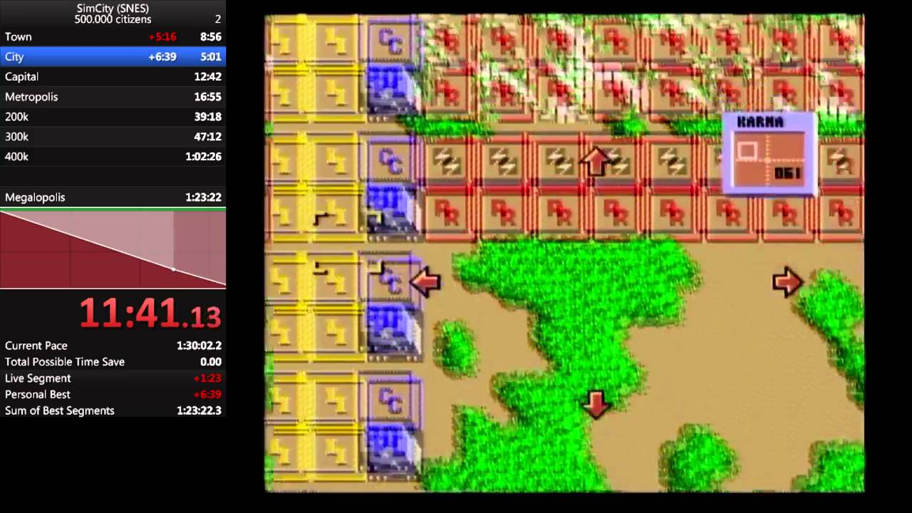 SimCity (SNES) 500k Speedrun (49m43s)