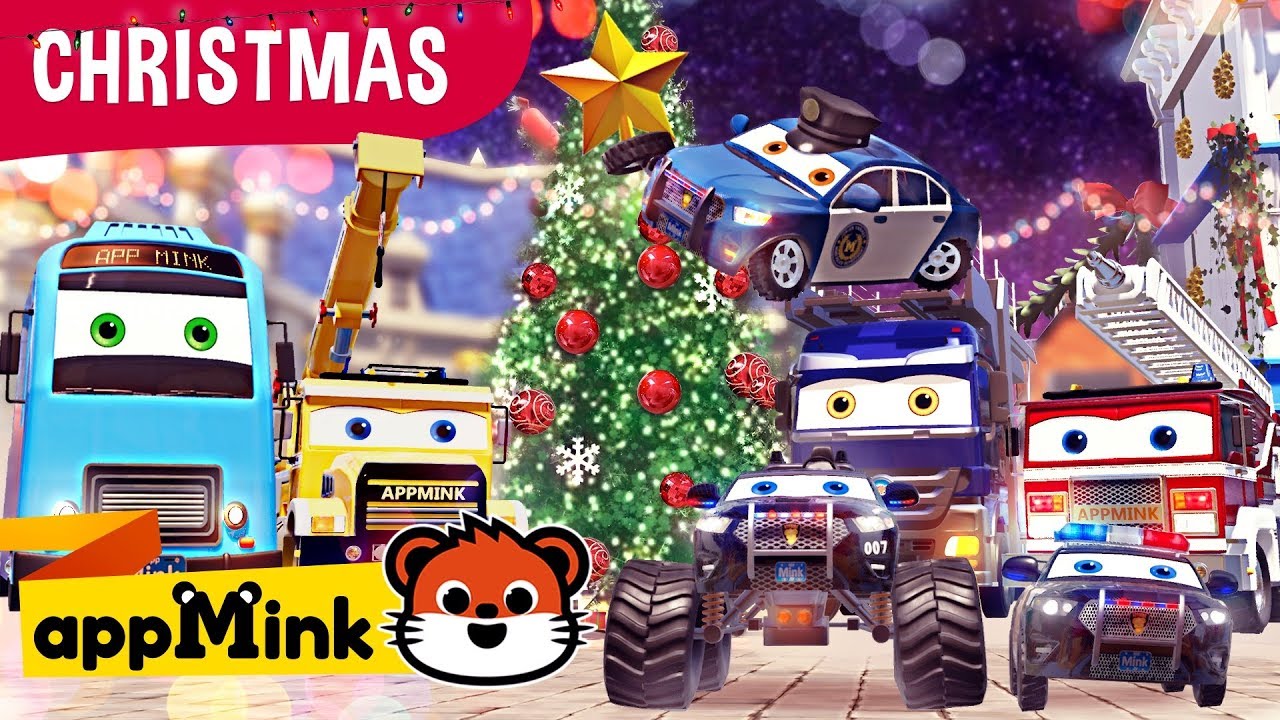 #appMink Happy New Year 2019 Christmas Video for kids - Decorate Giant Xmas Tree ft. Police Car