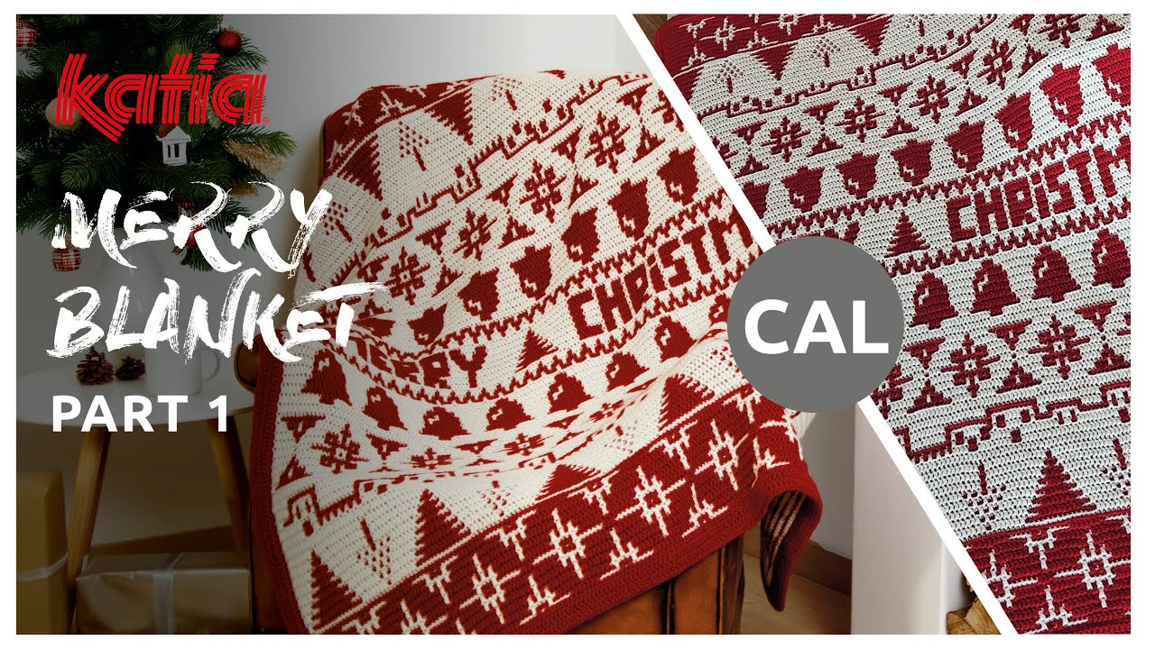 CAL Merry Blanket 1/2 🎄 Cómo Leer un Gráfico Mosaico Crochet y Trabajar Filas en Cada Color