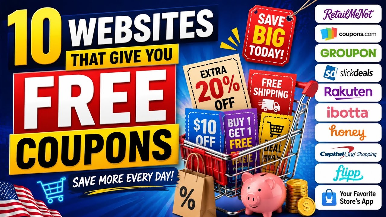 10 Websites That Give You FREE Coupons 💰 | Save Big Money in the USA! 🇺🇸