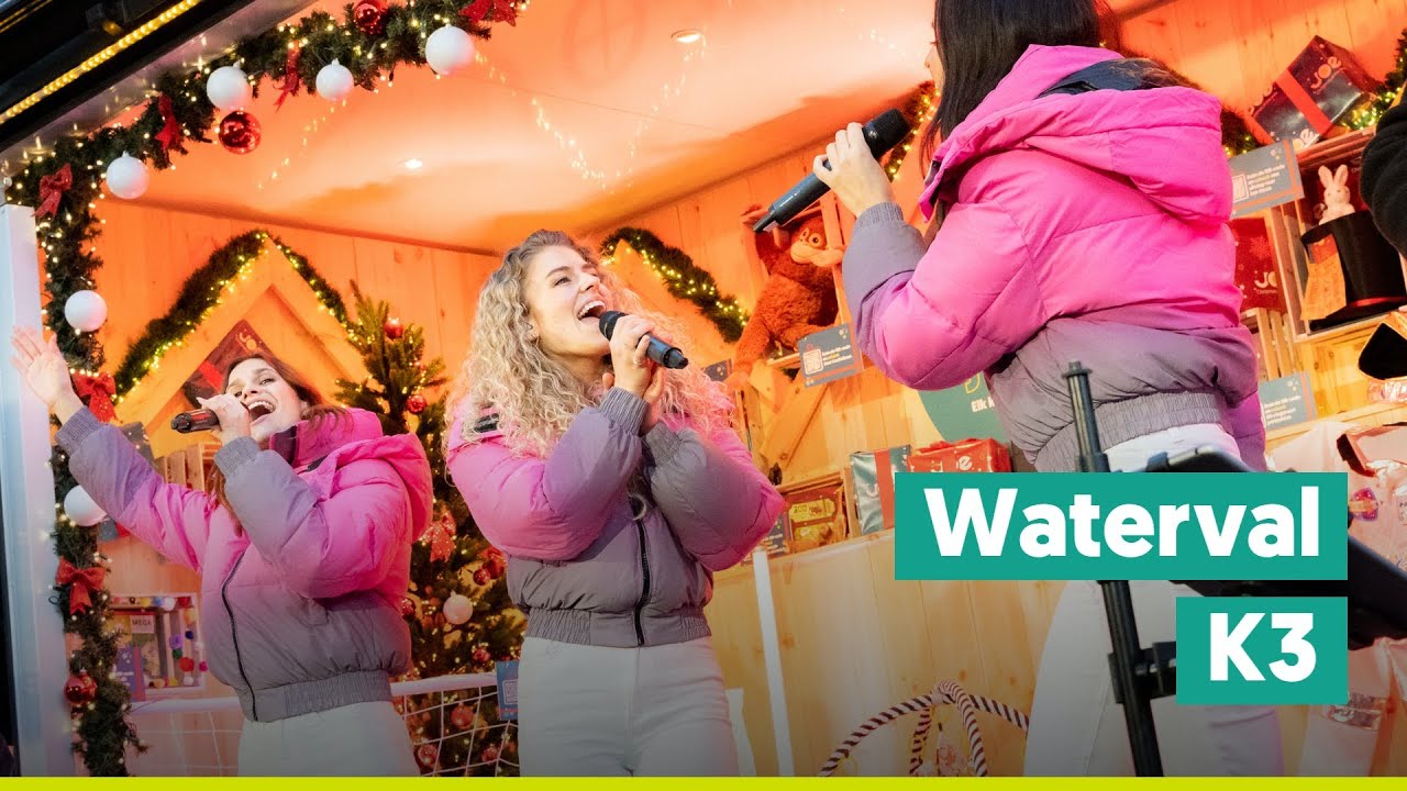 K3 met Julia zingen 'Waterval' voor het eerst voor een live publiek tijdens 'Pakje van je Hart'